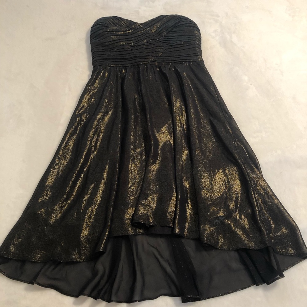 Black and Gold Strapless Mini Dress